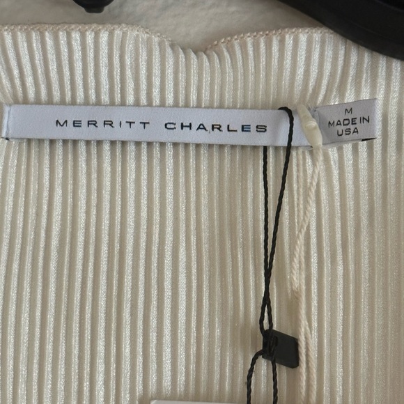 Merritt Charles Gigi Tietop Ivory Crinkle Top Size M NWT - Picture 7 of 7